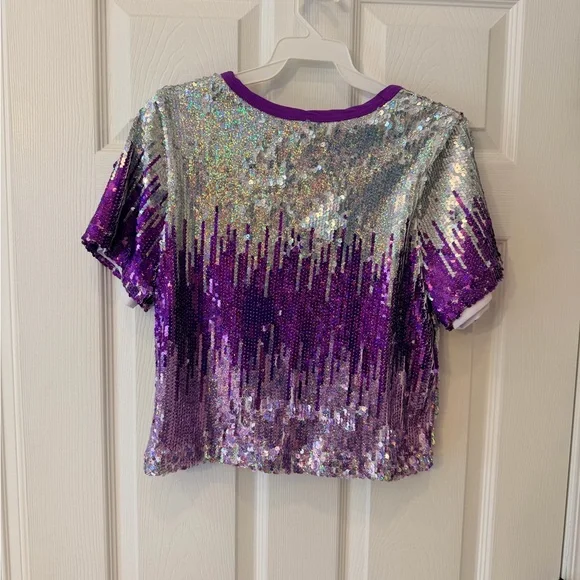 Purple and Silver Sequin Dance Top - Picture 6 of 7